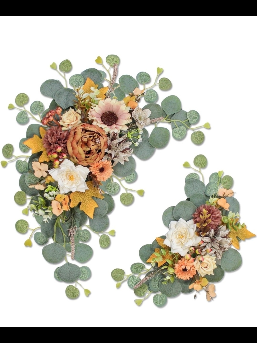Autumn Eucalyptus Floral Wedding Set - Fall Orange & Green